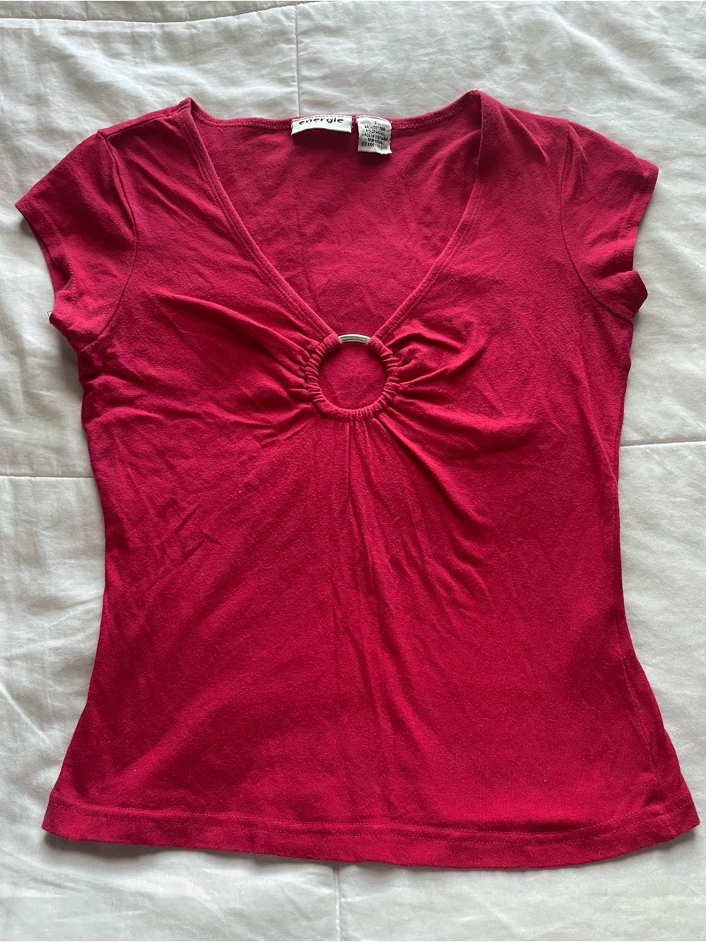 Energie Y2K Red O Ring Baby Tee Small Going Out Party 2000s Baddie Bratz Fairy
